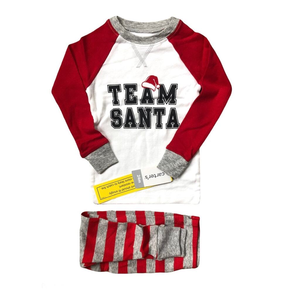 NEW Carter's "Team Santa" Christmas Pajama Set Boy Girl Baby 24 months